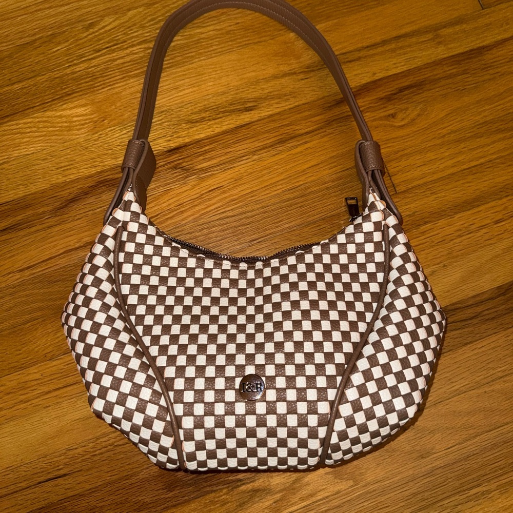 Iris and Rainbow Brown and White Checkered Women's Bag